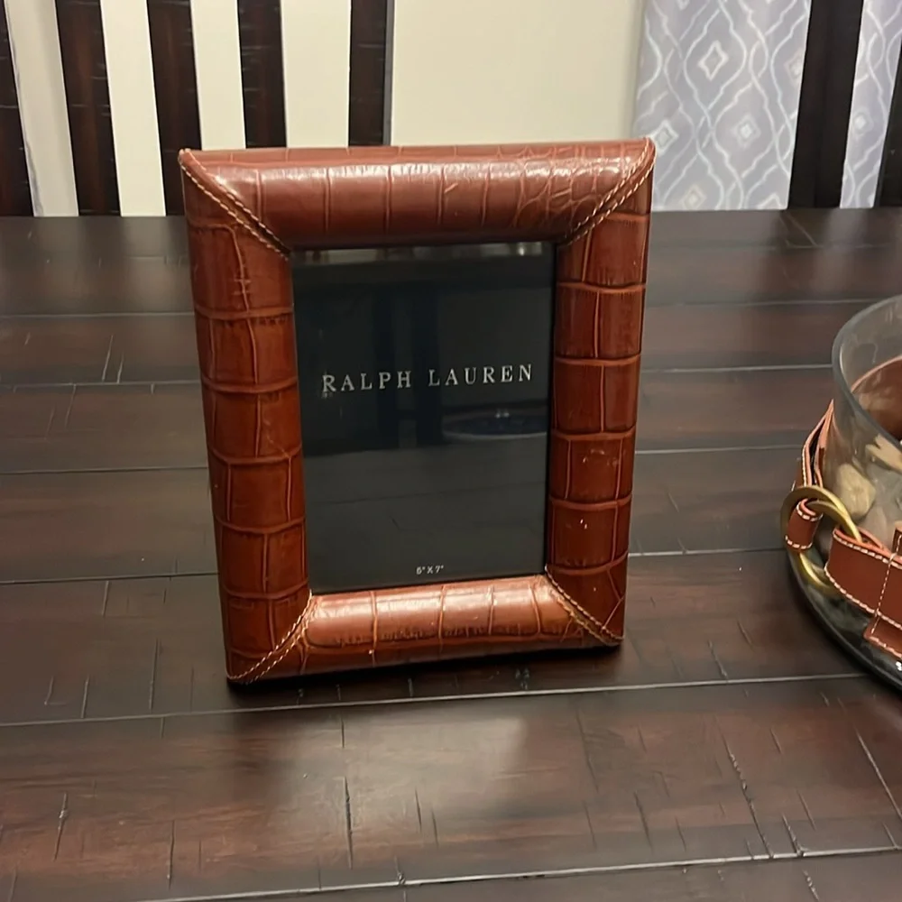 Ralph Lauren Croc Pattern Leather Photo Picture Frame 5”x7”